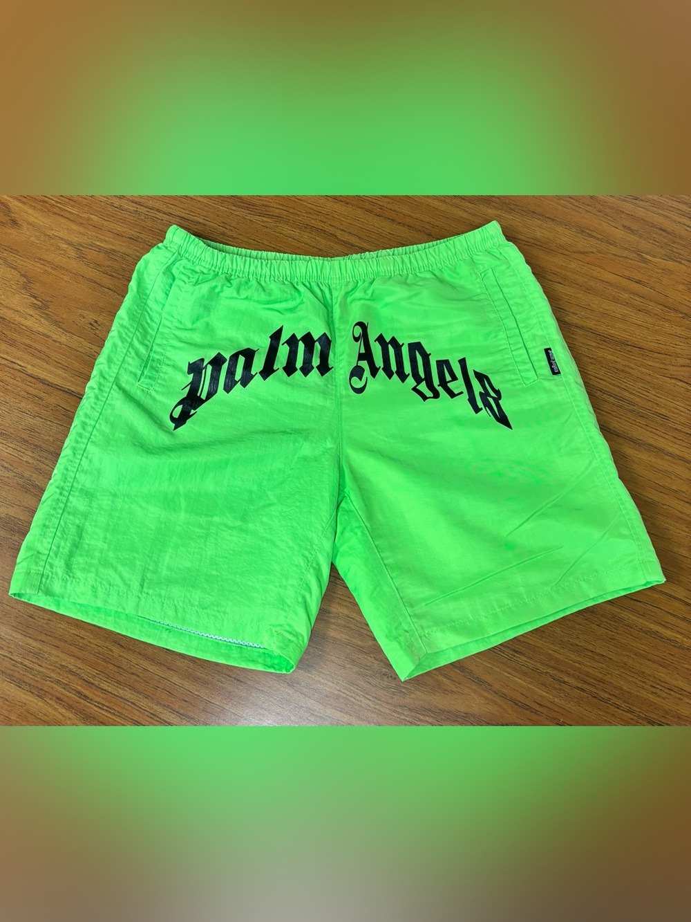 RARE - Palm Angels Men's Swim Trunks 'Green/Black' - Size Men's Medium